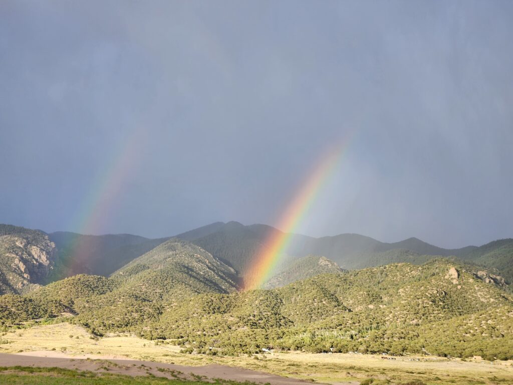 Double rainbows at Great Sand Dunes National Park